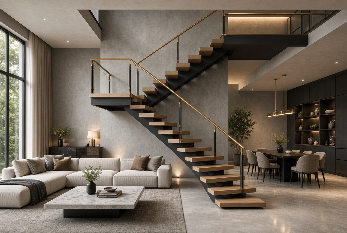 Duplex villa staircase and living area